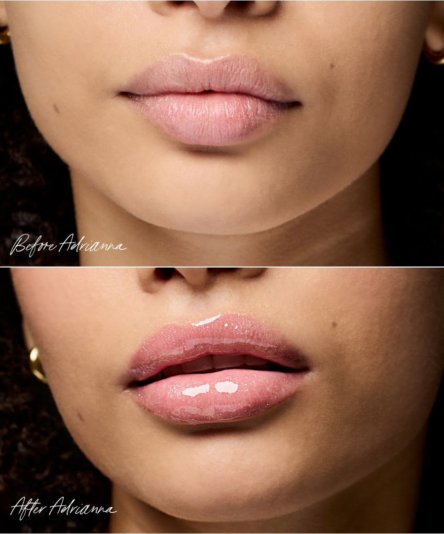 Legendary Lip Oil before vs after Adrianna