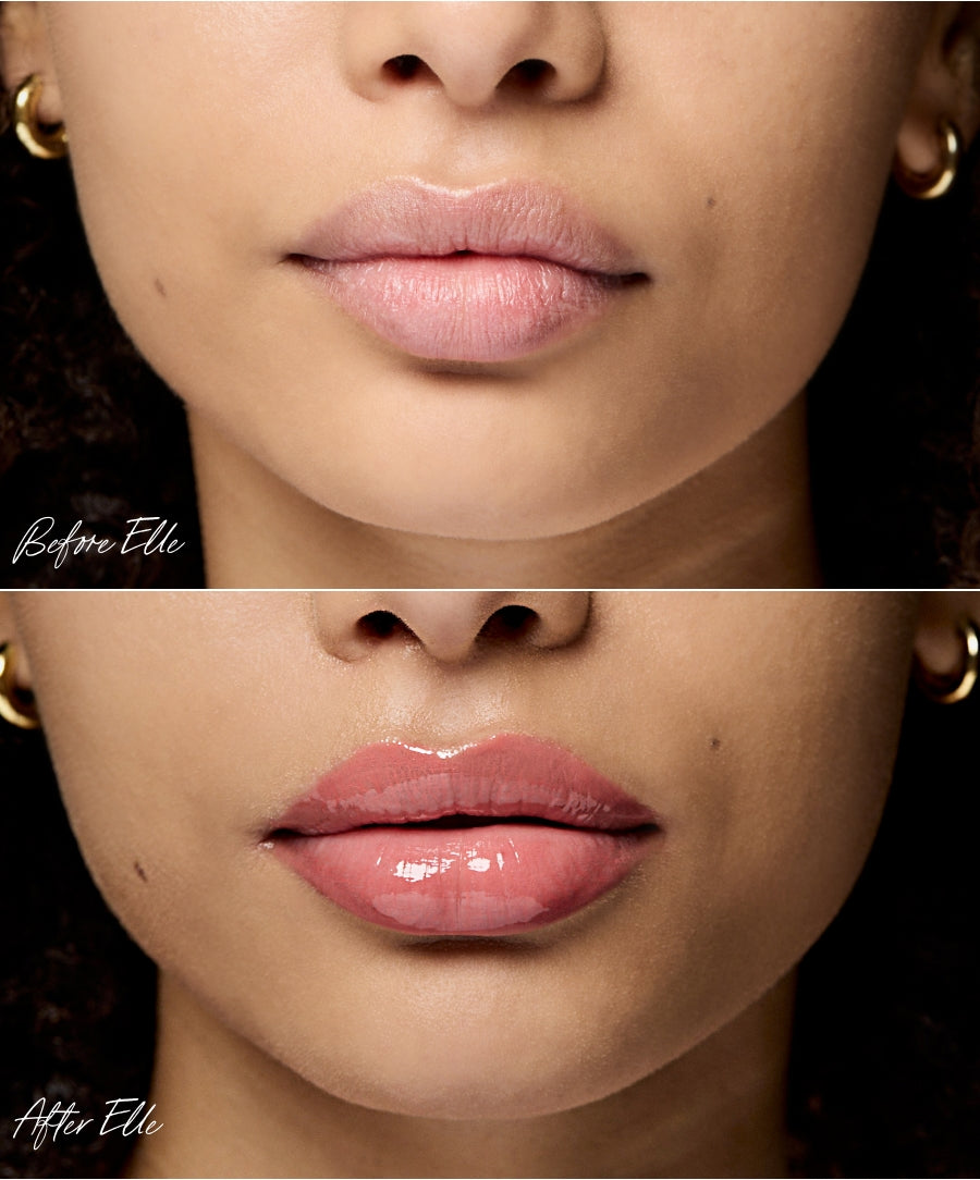 Legendary Lip Oil before vs after elle