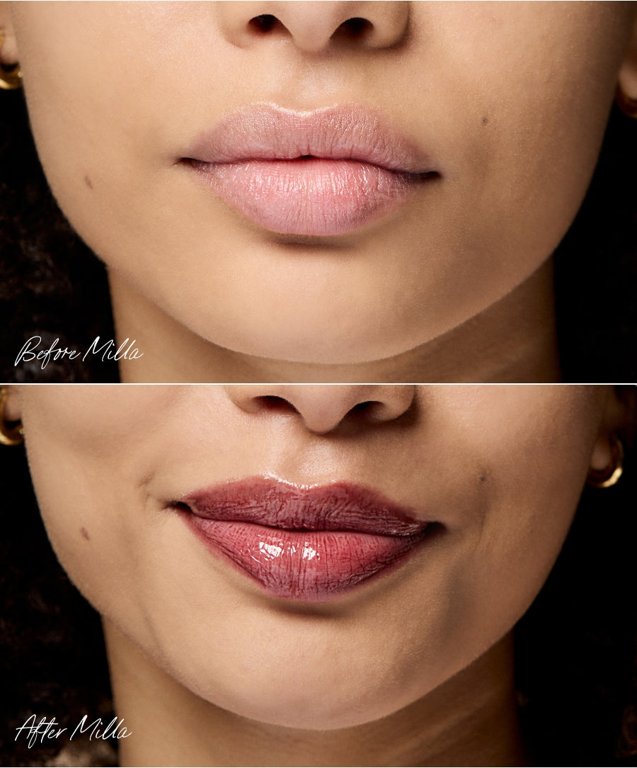 Legendary Lip Oil before vs after milla