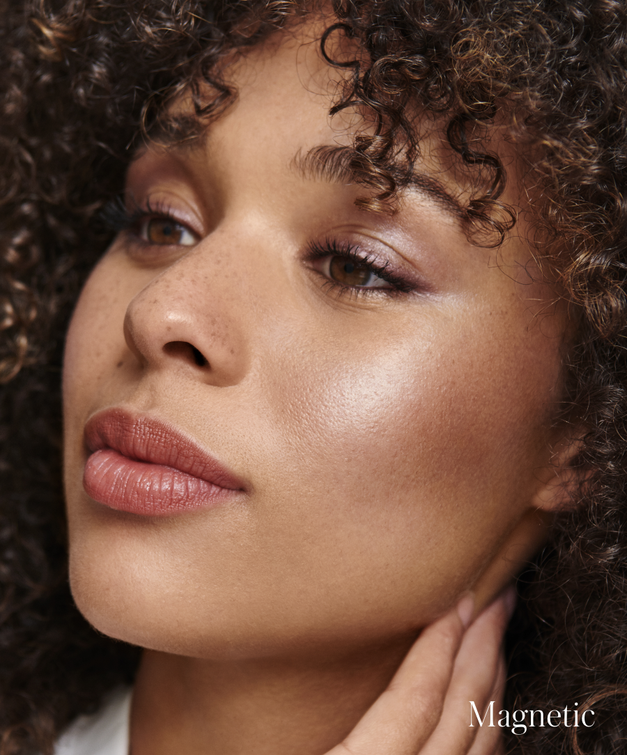 Close-up of model wearing RMS Eye Polish in shade Magnetic