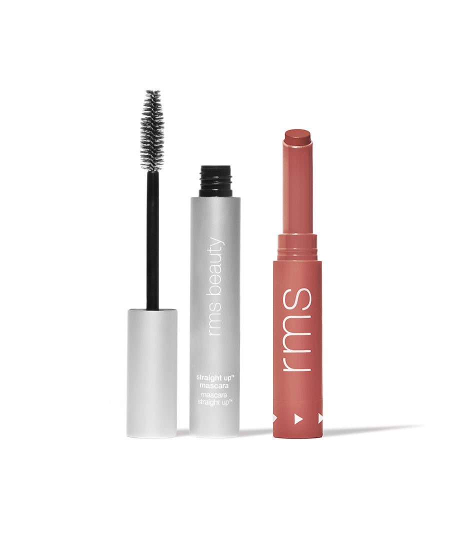 RMS Legendary Serum Lipstick: The Nudes Eve and Straight Up Volumizing Mascara.