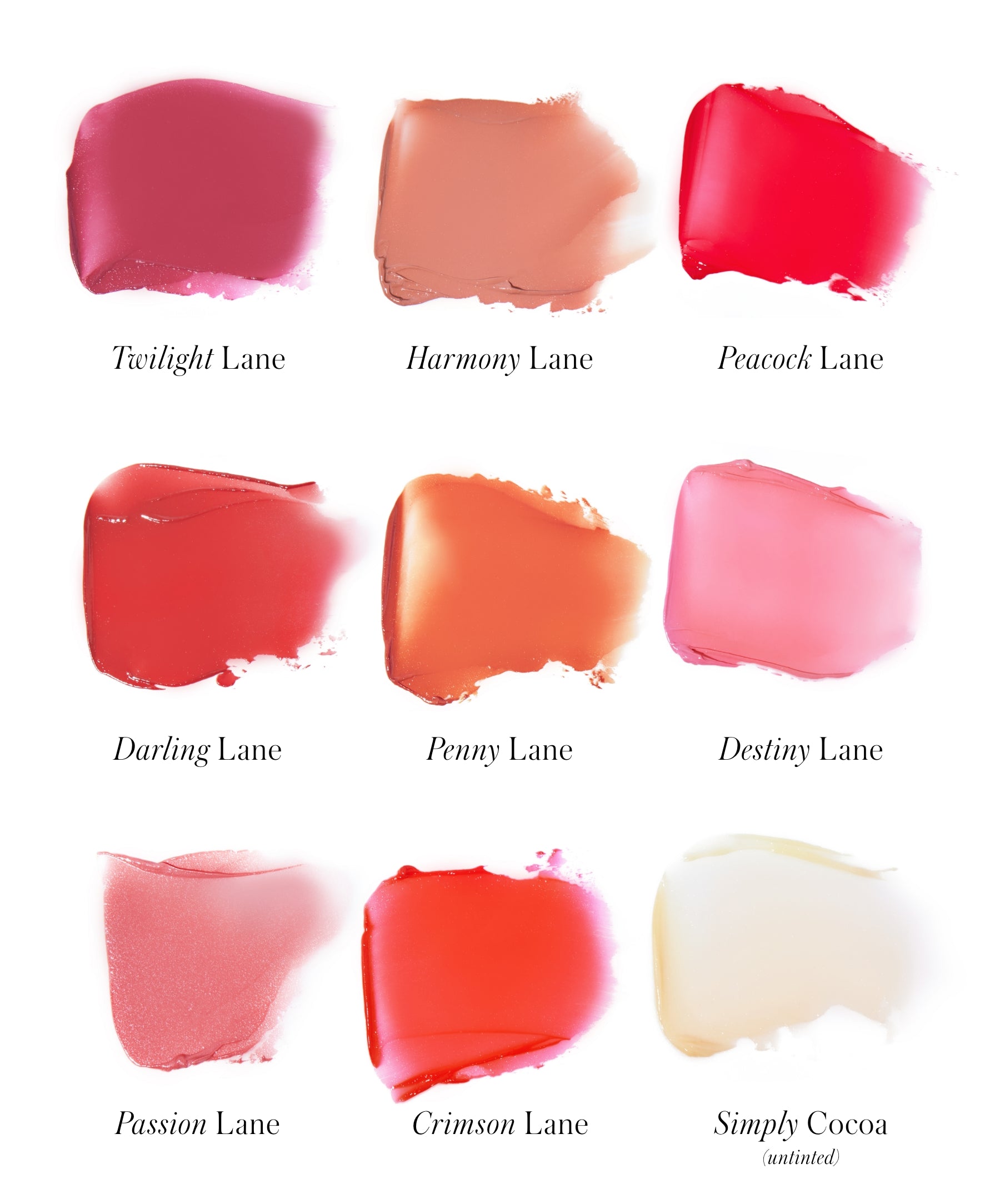 Tinted Daily Lip Balm shade swatches 